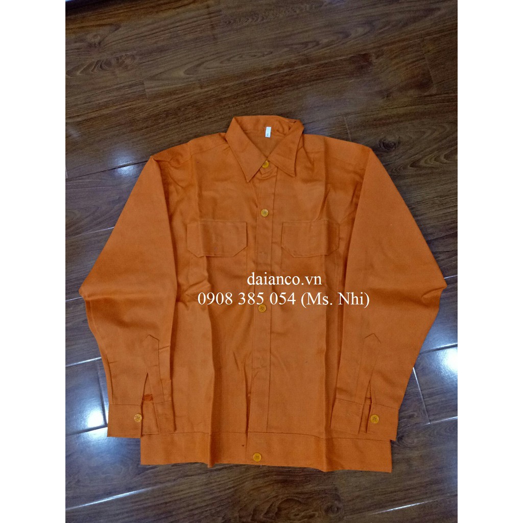 Quần áo bảo hộ vải si Việt Nam- Màu Cam- Hình thật, hàng sẵn