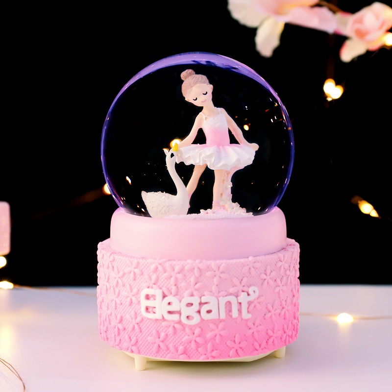 [Hàng sẵn]  Đèn trang trí phòng hình Cô gái múa ba lê. Khi bật lên có Tuyết Đèn Nhạc-  Đèn LED DECOR phòng dễ thương