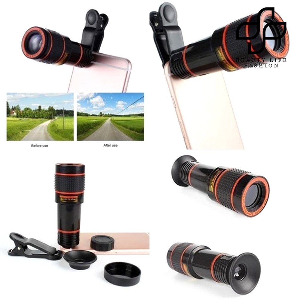 Ống Kính Phóng To 12x Hd Kèm Kẹp Cho Điện Thoại