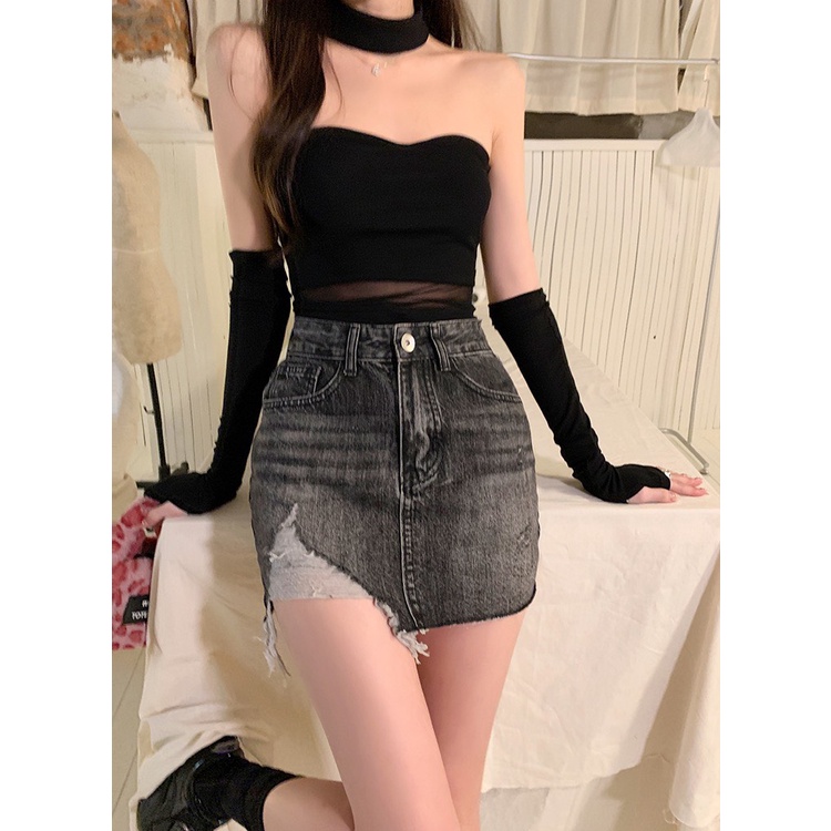 [60-90kg] Quần váy jean BIGSIZE lưng cao phom A, ngắn trên gối bên trong có quần short, co dãn mạnh 4358 MoliJeans MLJ
