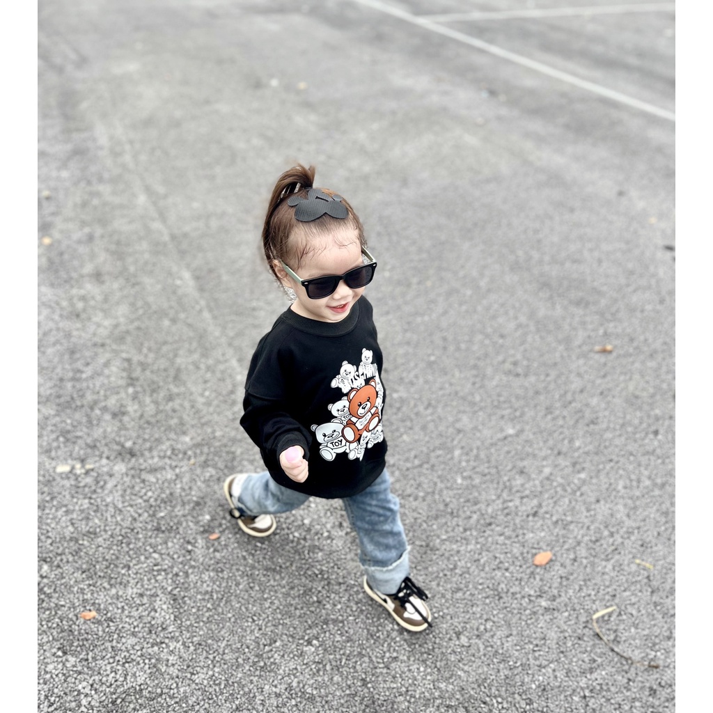 Áo nỉ cổ tròn Mos chino family teddy cho bé , Áo sweater unisex  trẻ em , Kid_genZ