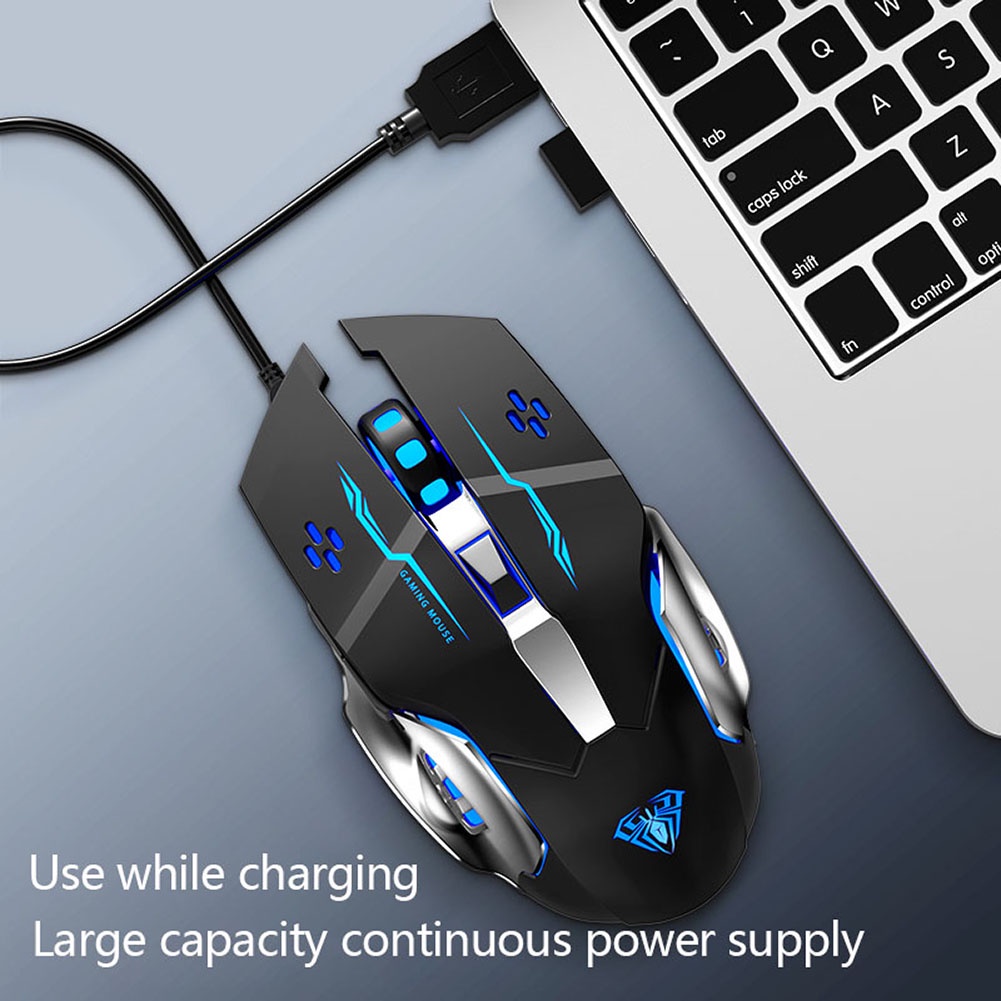 Chuột quang không dây AULA SC100 800mAh đèn 4 màu cho máy tính