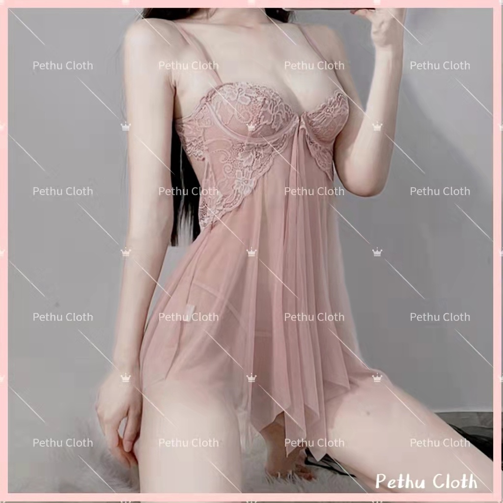 （Q1,HCM) có quần lót Váy ngủ 2 dây sexy có gọng cao cấp xuyên thấu cup ngang tôn dáng ngực 40-65kg--010