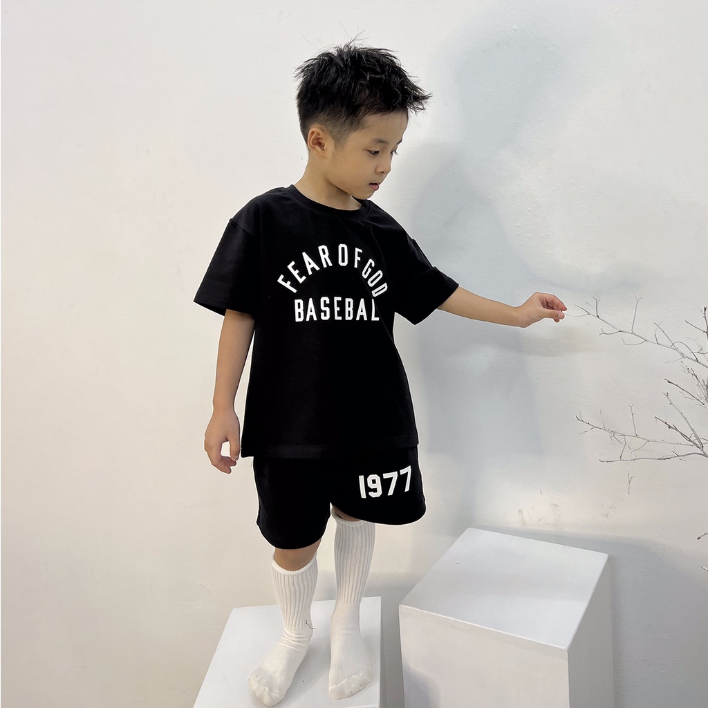 Áo FOG BASE BALL Đen ngắn tay dành cho bé chất cotton thoáng mát SETTH07