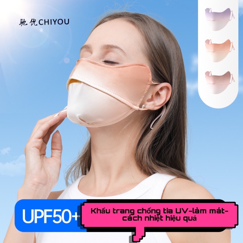 Khẩu trang chống nắng xuất Nhật che thái dương ngăn tia UV- Khẩu trang vải lụa cool mát dành cho nữ