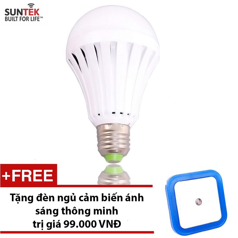 Bóng đèn LED tích điện SUNTEK 7W + Tặng đèn ngủ cảm biến ánh sáng giảm nhẹ