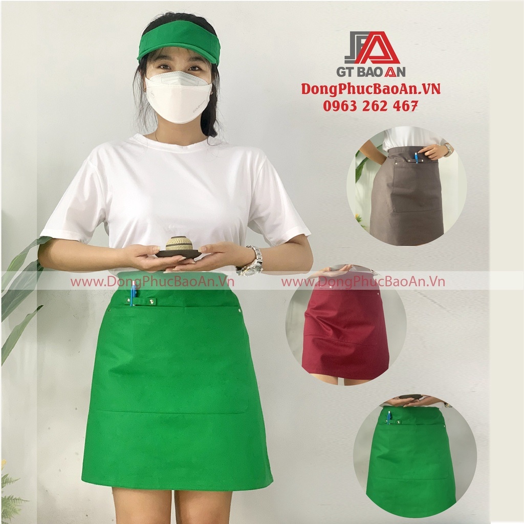 Tạp dề NGẮN Đủ Màu phục vụ Giá Rẻ - Tạp dề đồng phục quán cafe, làm bếp