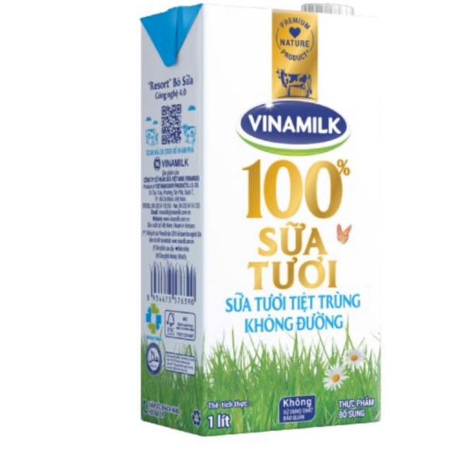 SỮA TƯƠI TIỆT TRÙNG VINAMILK 100% KHÔNG ĐƯỜNG - HỘP GIẤY 1L