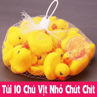 Set 10 con vịt cao su bóp kêu chíp chíp đồ chơi thả bồn tắm cho bé [Thanh Mai Shop]