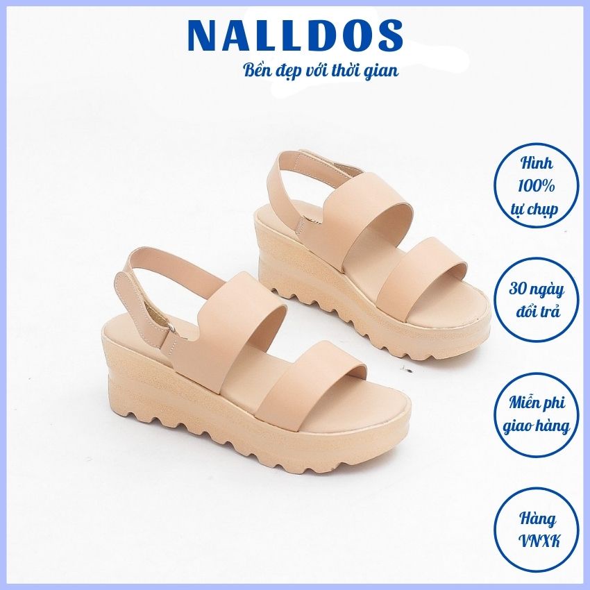 [Bền-Đẹp] Giày nữ NALLDOS Sandal đế xuồng 5cm nguyên khối siêu nhẹ chống trượt Quai ngang da Microfiber 4 màu thời trang