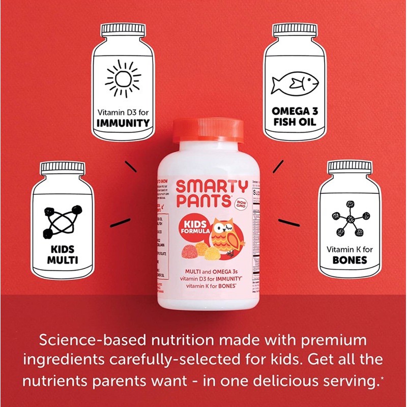 Kẹo dẻo Smarty Pants Vitamin tổng hợp của mỹ 180viên