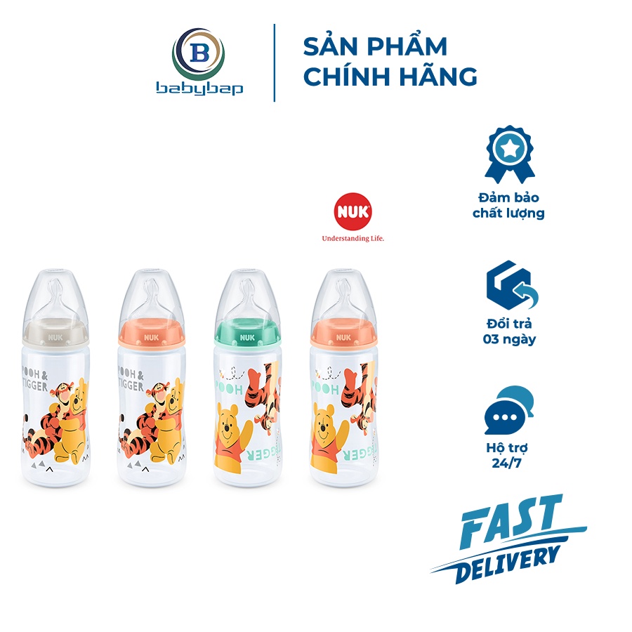 Bình Sữa NUK Premium Choice+ Nhựa PP Núm Ti S1 (Disney) - M 150ml/300ml  Họa Tiết Dễ Thương Thu Hút