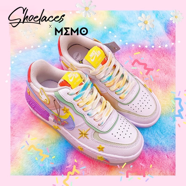 Dây Giày Nike AF1 AJ1 Low Loang Vàng Cá Tính- Dây Kèm Pet Đựng