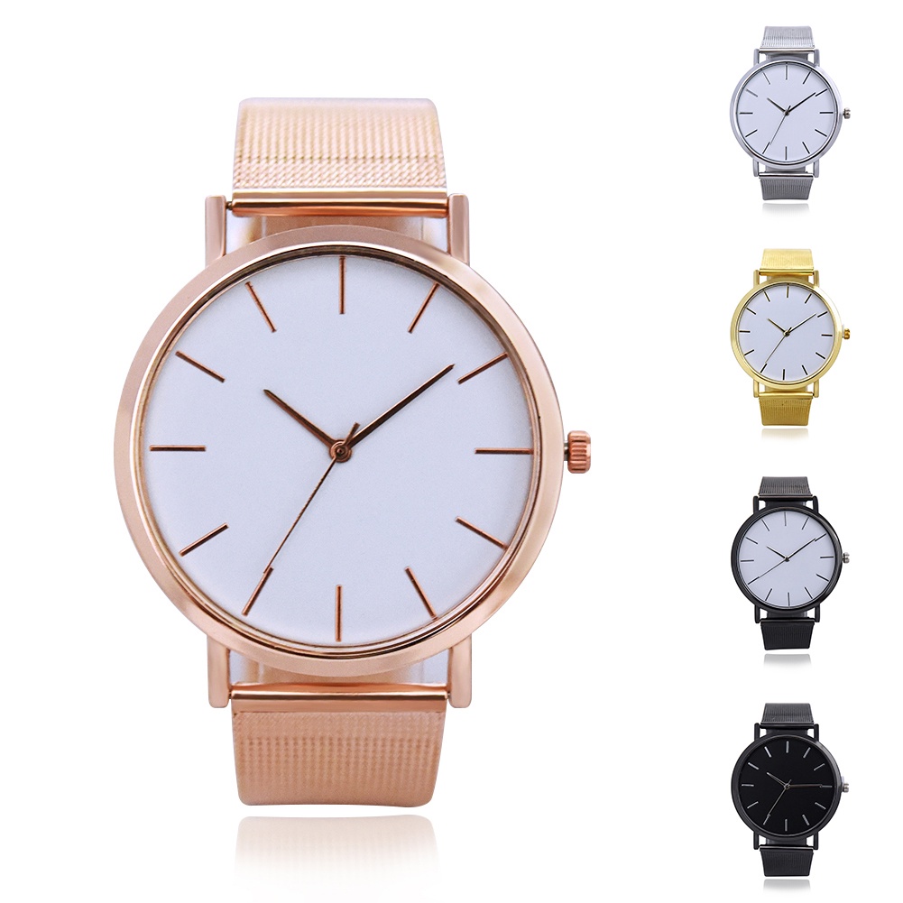 Đồng Hồ Analog Máy Quartz Mặt Tròn Với Dây Đeo Hợp Kim