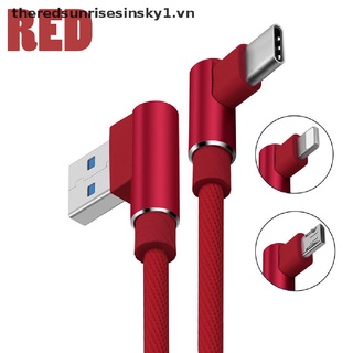 ##TSS## Braided 90 Degree Right Angle Type C/IOS/ Micro USB Fast Data Sync Charger Cable .