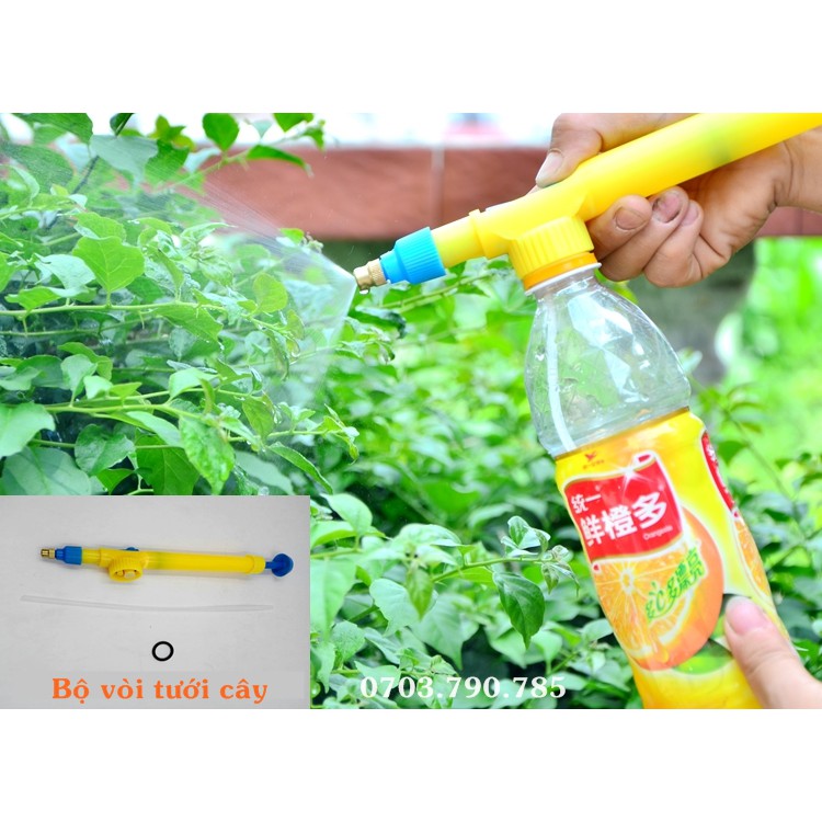 Vòi xịt tưới cây có bơm áp lực tận dụng chai nhựa làm bình tưới