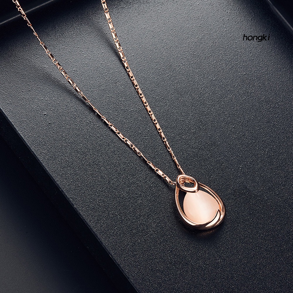 Set Vòng cổ + Bông Tai Đính Đá Opal Hình Giọt Nước