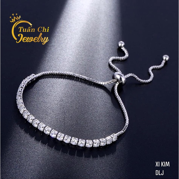 ☘BIG SALE☘ Lắc Tay Nữ, Vòng Tay Bạc Cao Cấp Đính Đá Sang Trọng, Nổi Bật, Tự Động Chỉnh Size
