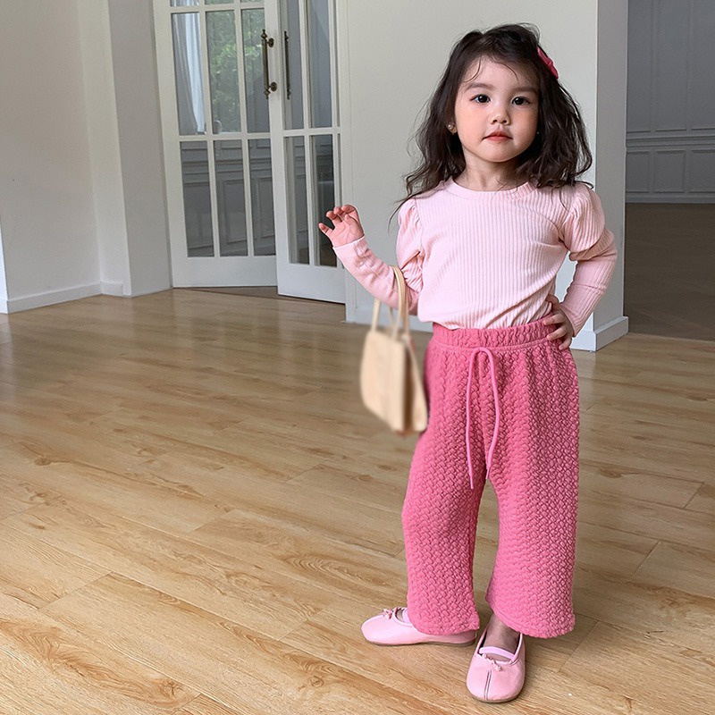 Áo Thun Cotton Tay Phồng Kẻ Sọc Ngang Phong Cách Hàn Quốc Thời Trang Mùa Thu Cho Bé Gái