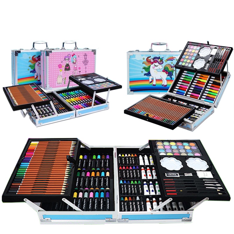 Bộ Màu Vẽ 2 Tầng 145 Chi Tiết Dễ Thương, Quà Tặng Sinh Nhật Cho Bé Trai, Bé Gái