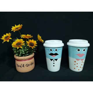 Cốc sứ có nắp đậy bằng silicon