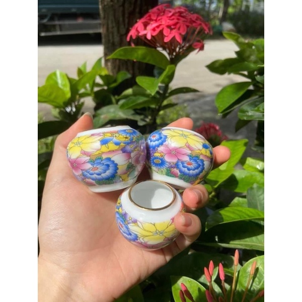 Cóng chim chào mào Bamboo cóng chim dán decal tàu chất liệu sứ kèm tai tre cao cấp