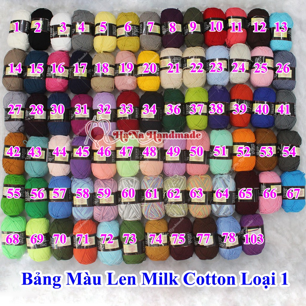 Len Milk Cotton Loại 1 màu 01 - 50 (44k/cuộn/125g)