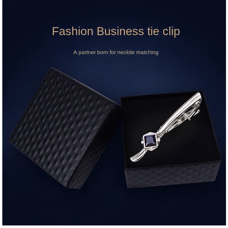 Kẹp Cà Vạt Đính Đá Kim Cương Màu Bạc Phong Cách Hàn Quốc Cho Nam Nữ