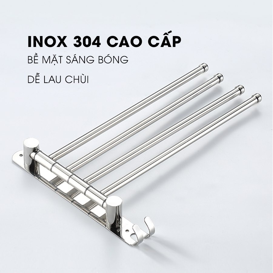 Cây treo khăn, giá treo khăn bằng inox 304 dán tường nhà tắm