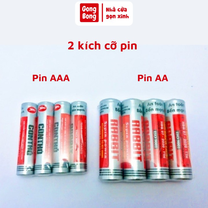 PIN AA &amp; AAA con thỏ vỉ 4 viên pin rabit 1.5V pin an toàn - bền mạnh 18650 Gong Bong store