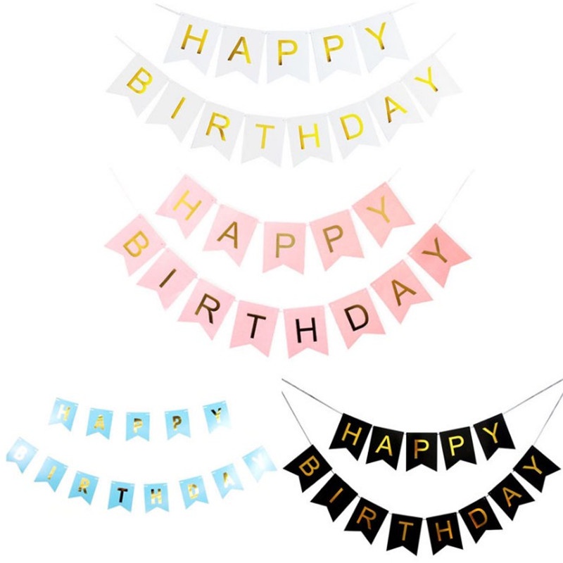 Dây chữ vải Happy birthday đuôi cá ép kim