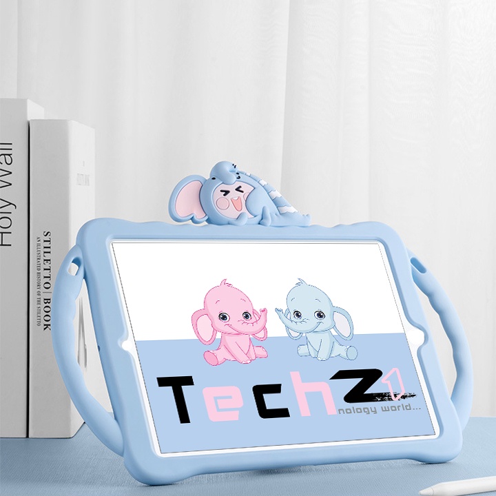 [CÓ TAY CẦM] Ốp Lưng iPad cho bé đủ các dòng máy iPad mini/Air/Pro hình chú voi cute chất silicon - Mã TZAT908