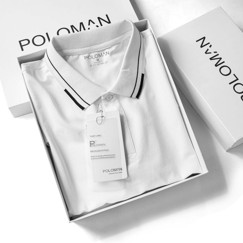 Áo thun Polo nam cổ bẻ Dolux in lụa,vải cá sấu Cotton xịn,chuẩn form,trẻ trung- năng động,Trắng P26 - POLOMAN | BigBuy360 - bigbuy360.vn
