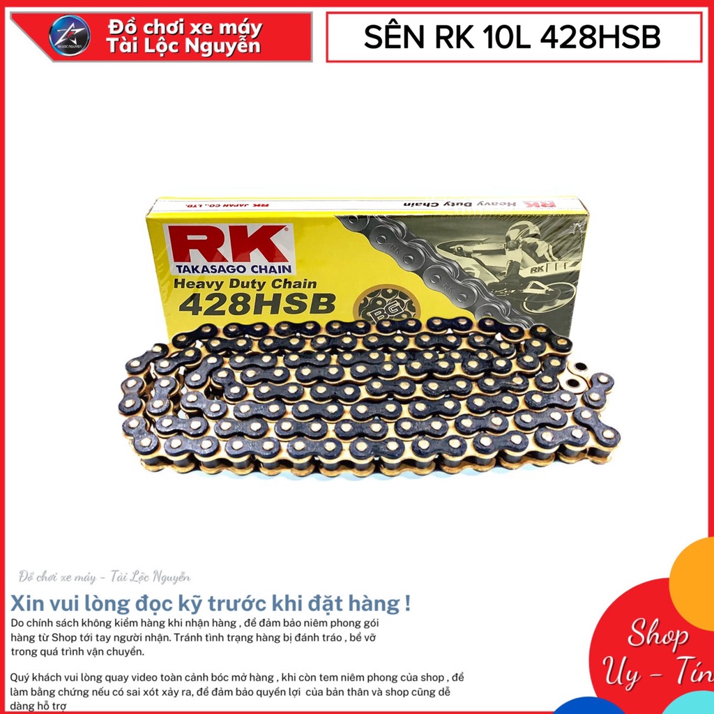 SÊN RK CHAIN 10li 428HSB ĐEN VÀNG CHÍNH HÃNG