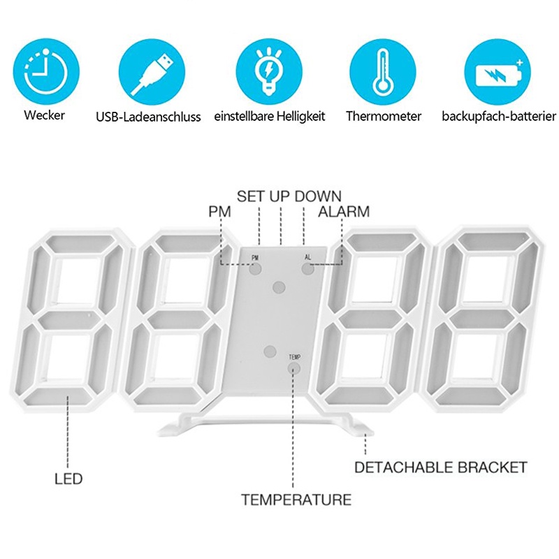 Đồng hồ treo tường trang trí Đồng hồ thông minh Để Bàn Cao Cấp Smart Clock nhiều chức năng báo thức, nhiệt độ vv