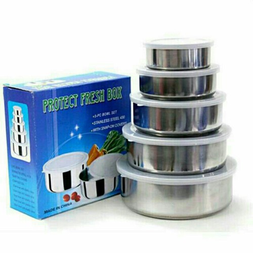 Bộ 5 Bát Inox Đựng Thực Phẩm Có Nắp