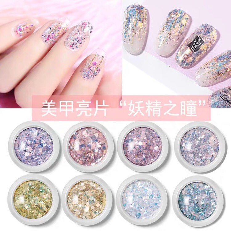 Set 8 hũ nhũ vảy cá trang trí móng