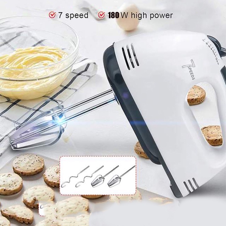 [SALE] Máy Đánh Trứng Mini Cầm Tay 7 Tốc Độ Gồm 3 loại que đánh