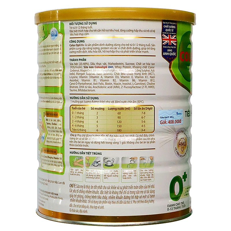 Sữa COLOS OPTI số 0 800g (Date mới nhất )