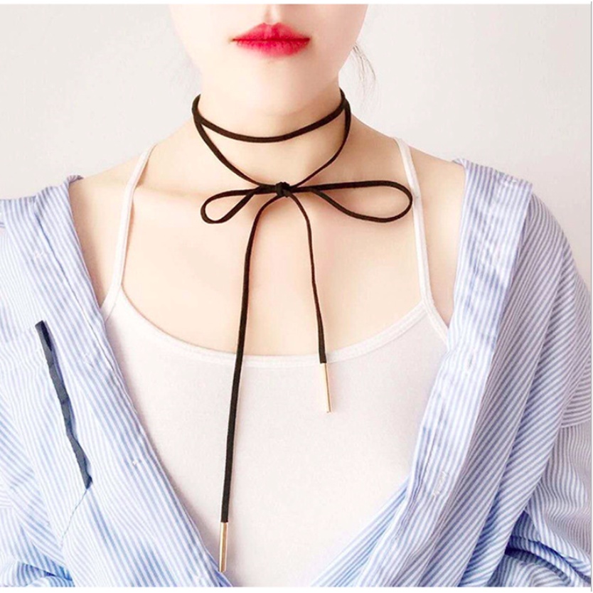 Dây chuyền nữ vòng cổ choker vải nhung màu đen nhiều mẫu phong cách Hàn Quốc