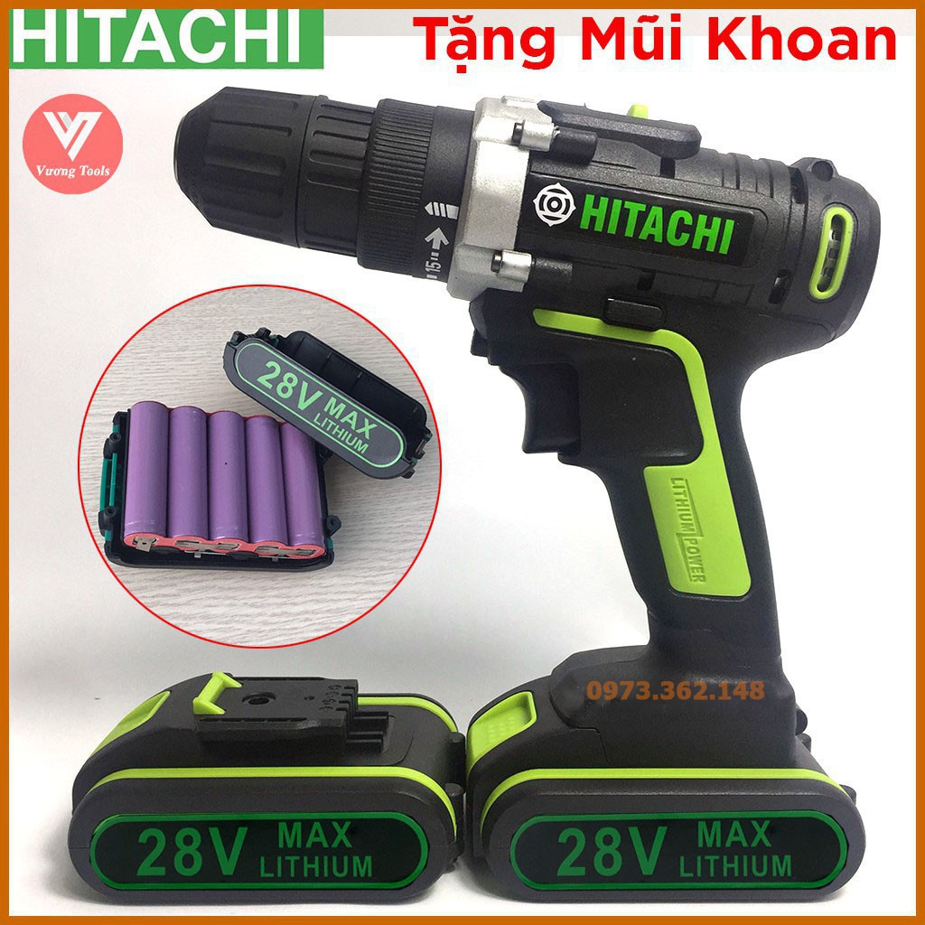 Khoan Pin Bắn Vít Hitachi 28V, Tặng Kèm Mũi Khoan