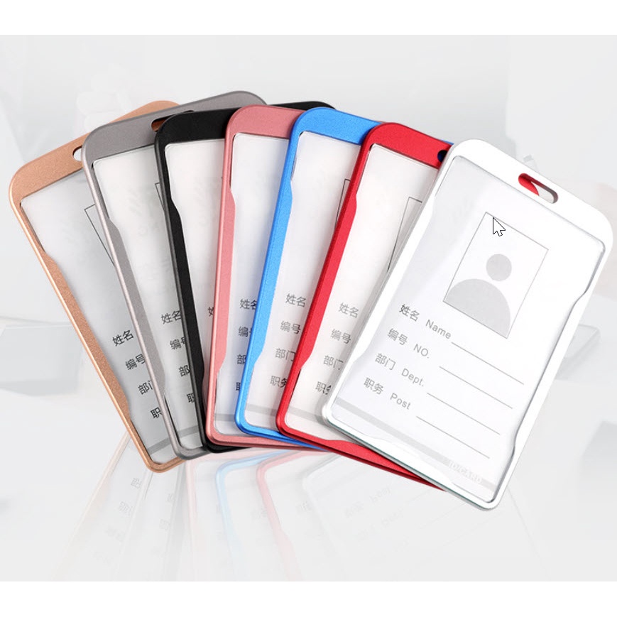 [ GIÁ SĨ - Hộp 10 cái ] Vỏ Bao Thẻ Nhân Viên/Thẻ Tên Viền Bằng Kim Loại Dọc Chất Liệu Hợp Kim Cao Cấp KHÔNG DÂY ĐEO