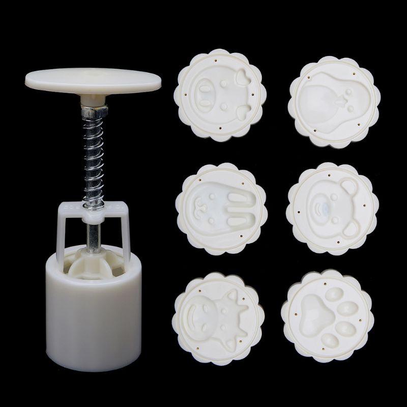 Khuôn Làm Bánh Trung Thu / Mặt Trăng / Động Vật 3d 6 Ngăn 50g Diy