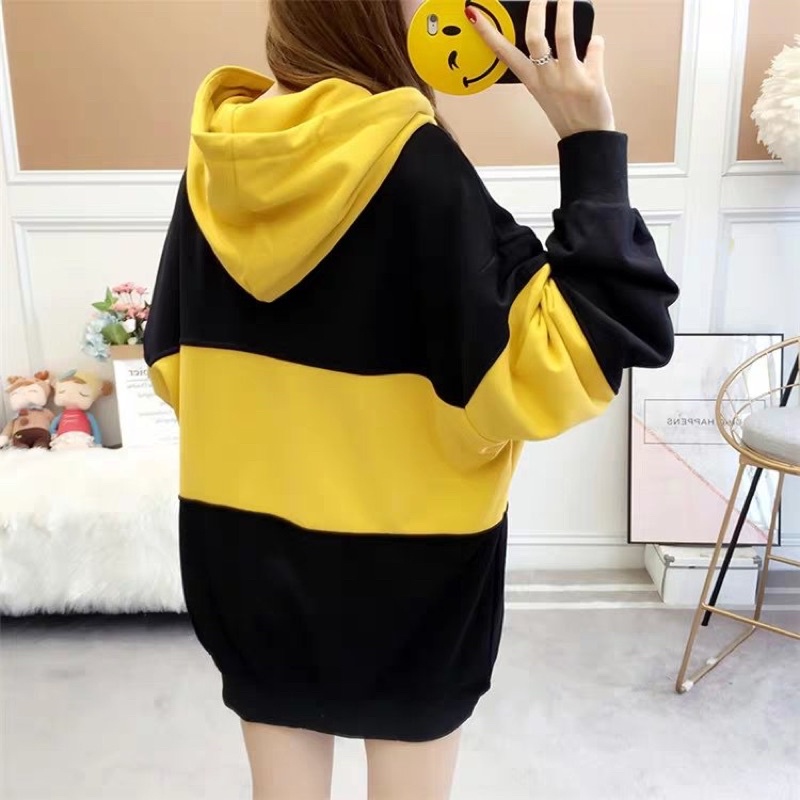 Áo Nỉ Hoodie Phối Sọc Ngang Happy KN18 vài thun co giãn 4 chiều mặc thoải mái Size <65kg | BigBuy360 - bigbuy360.vn