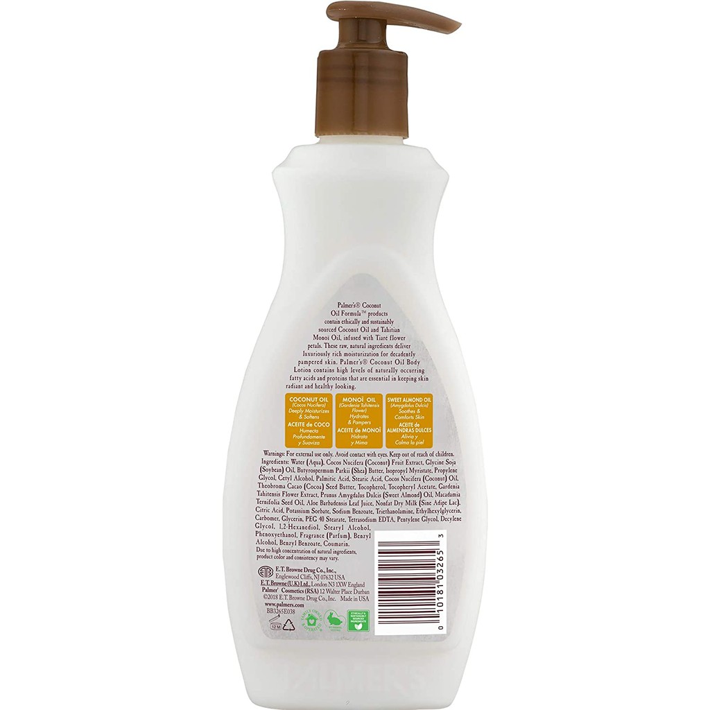 Dưỡng thể hương dừa Palmer's Coconut Body Lotion with Vitamin E 400ml (Mỹ)