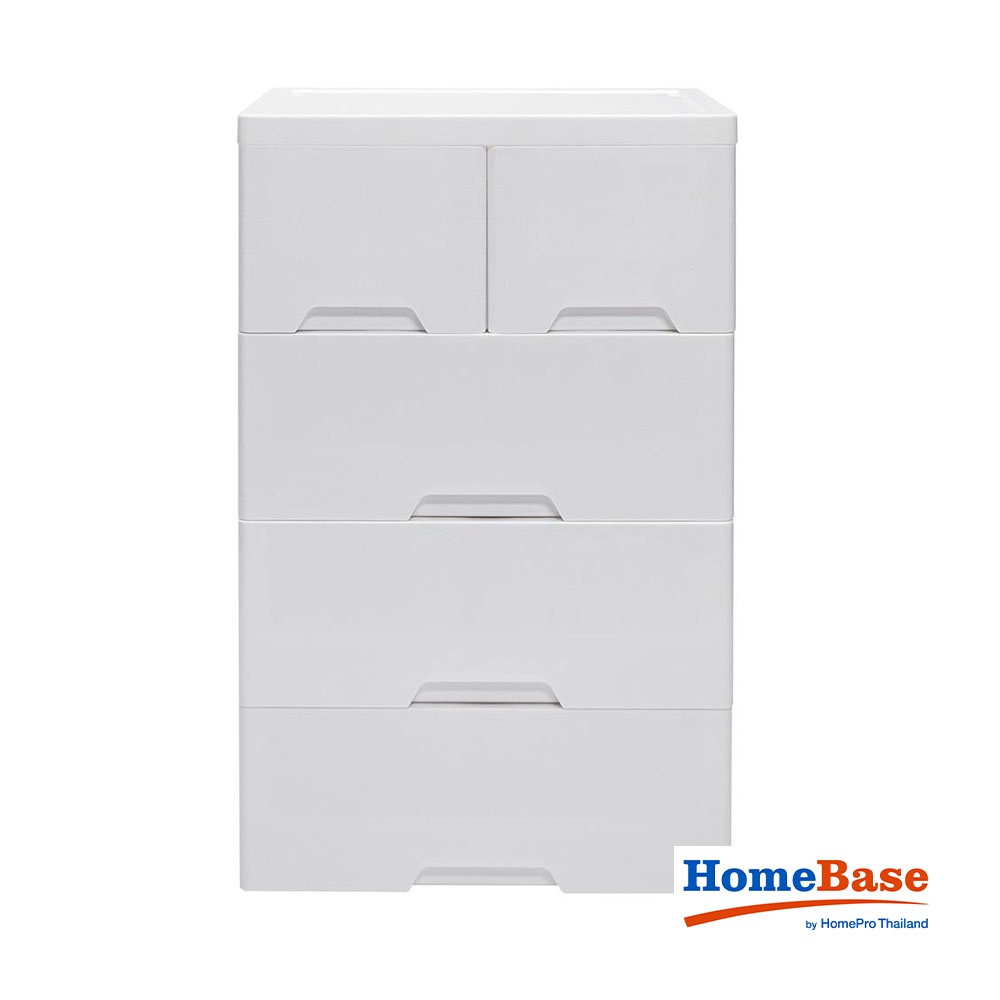 HomeBase STACKO Tủ nhựa 4 tầng có bánh xe C93.5xR58xS40cm màu trắng