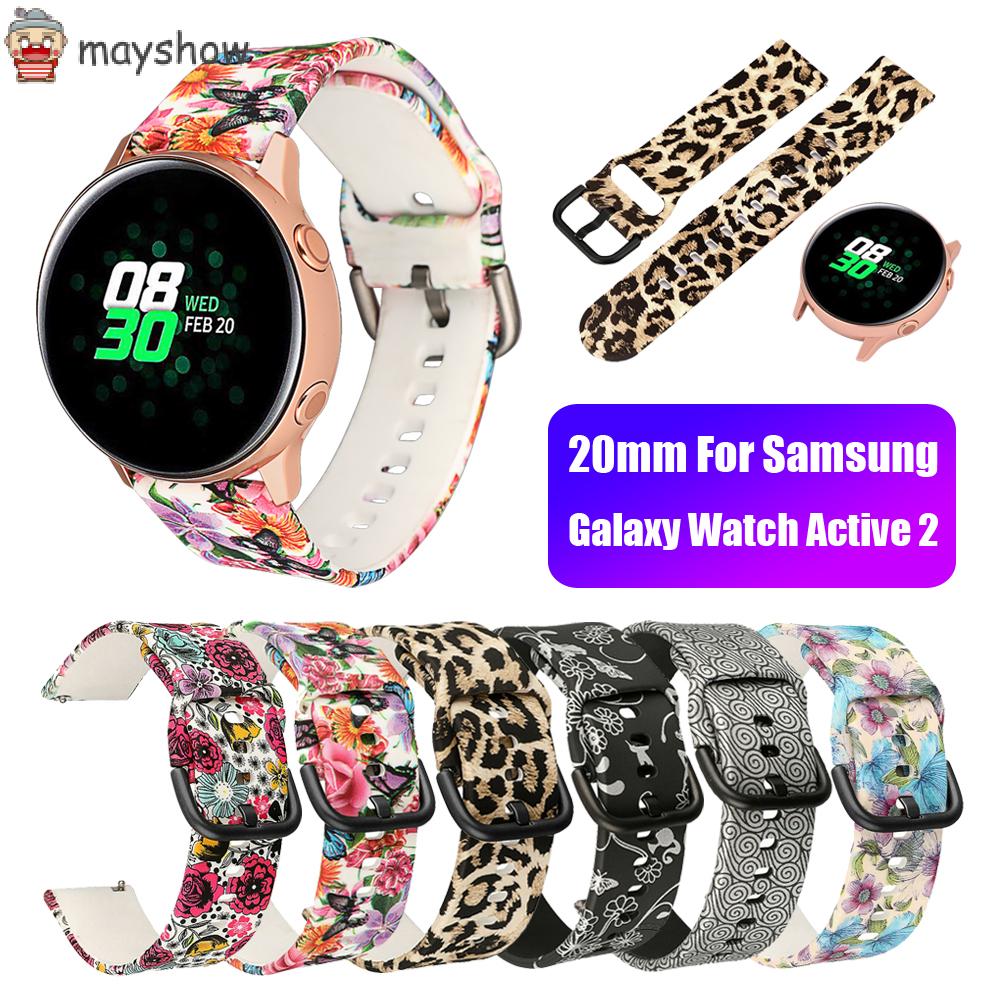 Dây Đeo Silicon Họa Tiết Hoa Cho Đồng Hồ Thông Minh Samsung Galaxy Watch Active 2 42mm 20mm