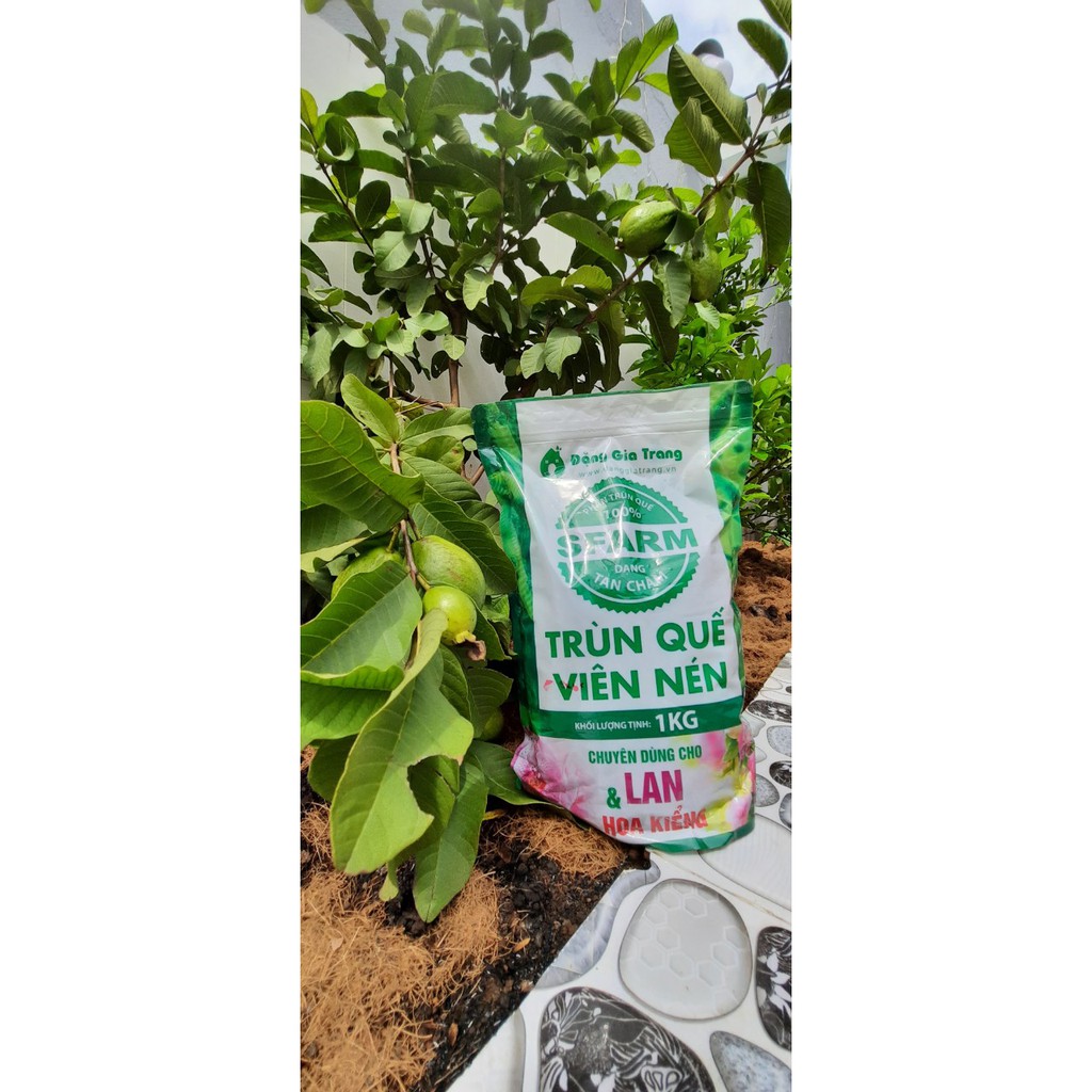 Phân hữu cơ trùn quế viên nén tan chậm-1kg- Đặng Gia Trang, giúp dưỡng rễ, kích chồi, nuôi hoa.