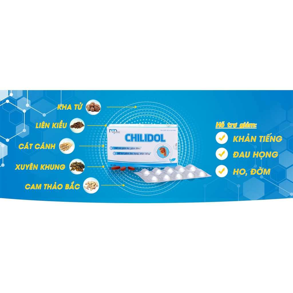 Chilidol – ngậm ho, giảm đau họng, khản tiếng – Hộp 30 viên