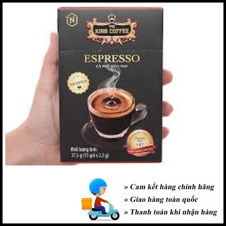 [Combo 2 hộp] Espresso- cafe hoà tan, Cà phê đen hòa tan King Coffee Espresso _ Hộp 15 stick, king espress